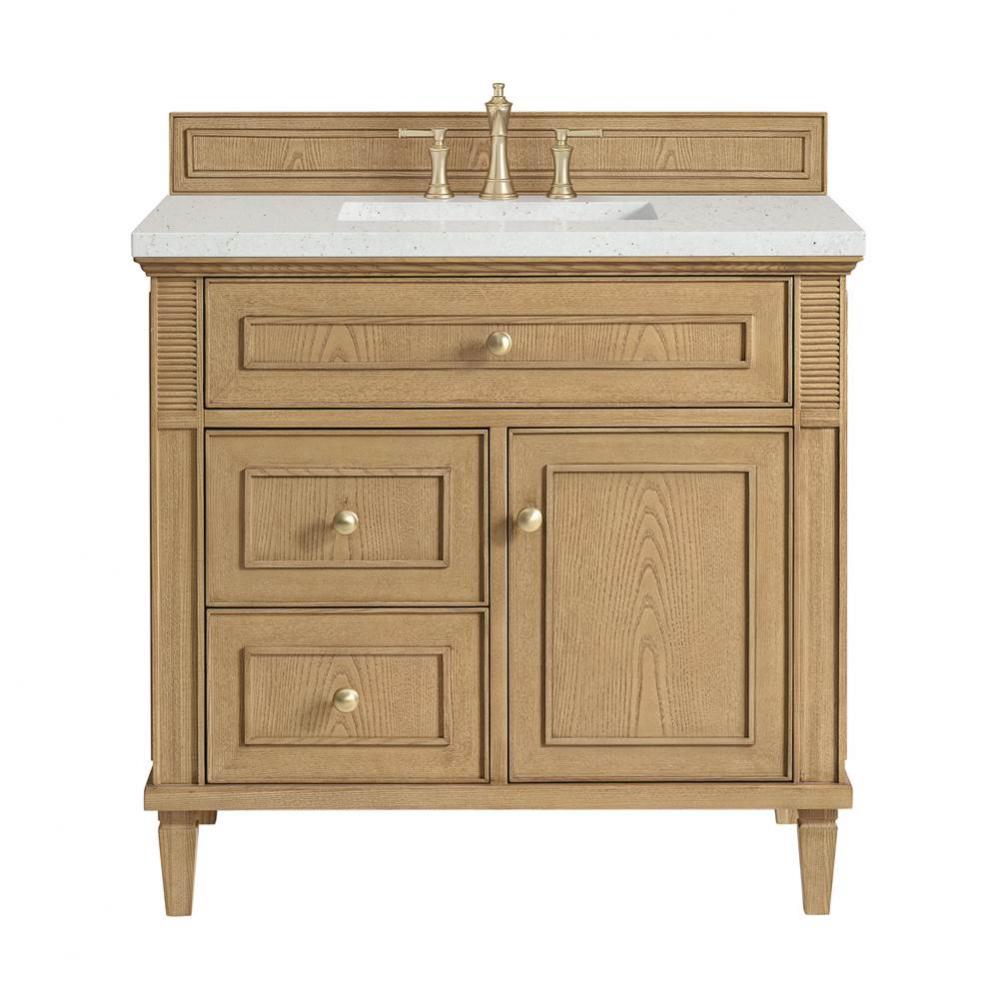 Lorelai 36&apos;&apos; Single Vanity, Light Natural Oak w/ 3 CM Lime Delight Quartz Top