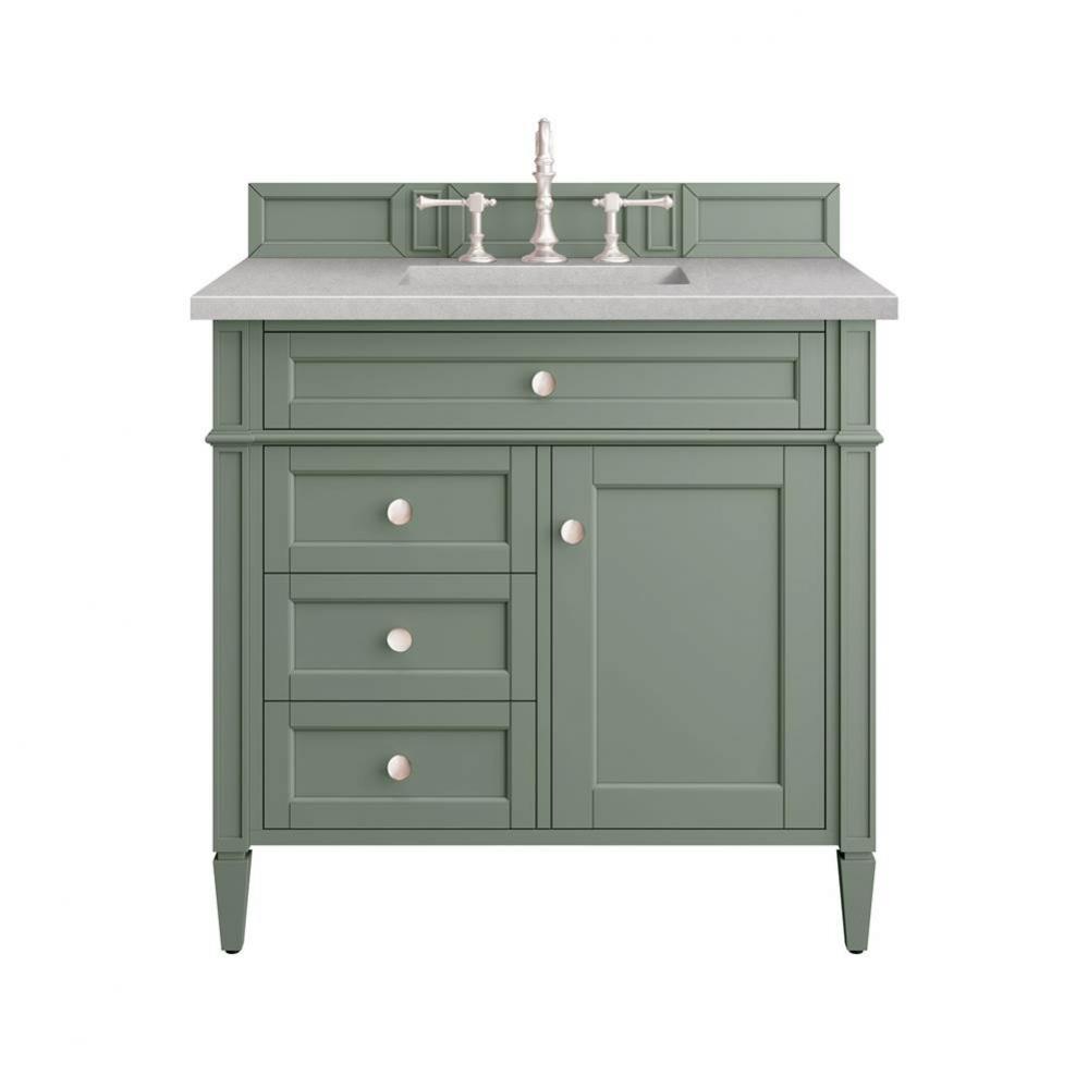 Brittany 36&apos;&apos; Single Vanity, Smokey Celadon w/ 3 CM Eternal Serena Top