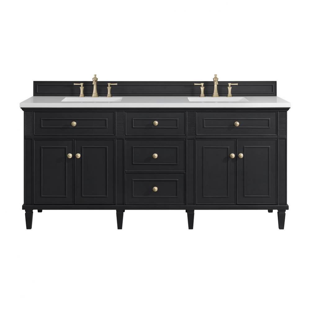 Lorelai 72&apos;&apos; Double Vanity, Black Onyx w/ 3 CM White Zeus Quartz Top