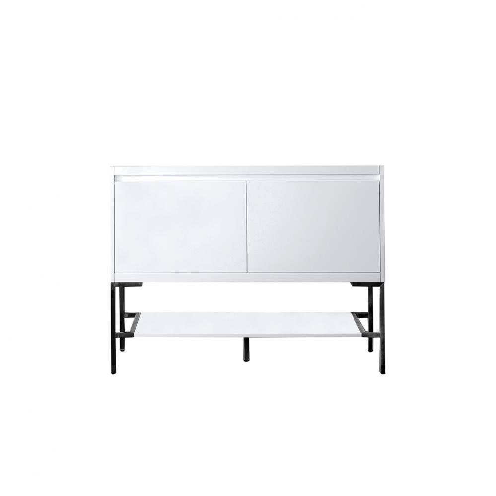 Mantova 47.3&apos;&apos; Single Vanity Cabinet, Glossy White, Matte Black Base