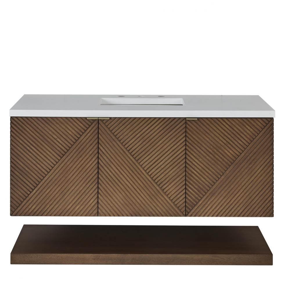 Marcello 48&apos;&apos; Single Vanity, Chestnut w/ 3 CM White Zeus Quartz Top