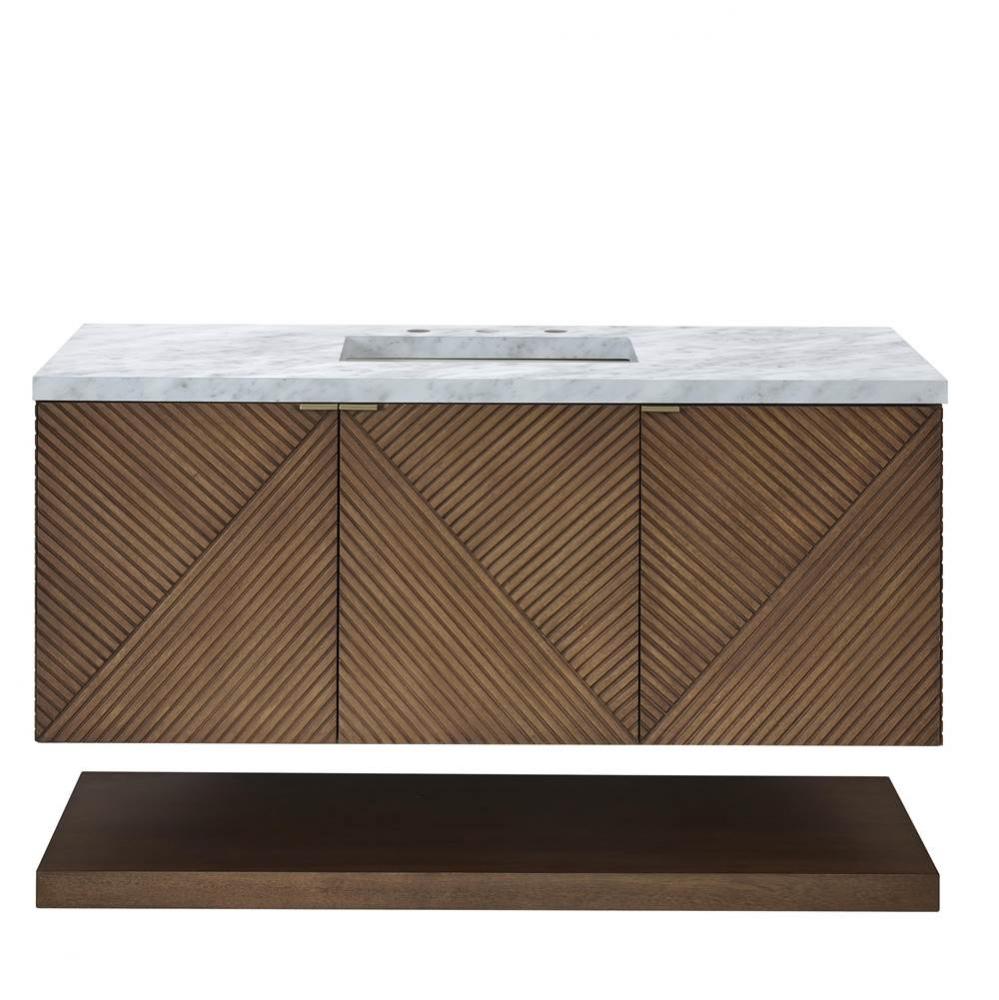 Marcello 48&apos;&apos; Single Vanity, Chestnut w/ 3 CM Carrara White Marble Top