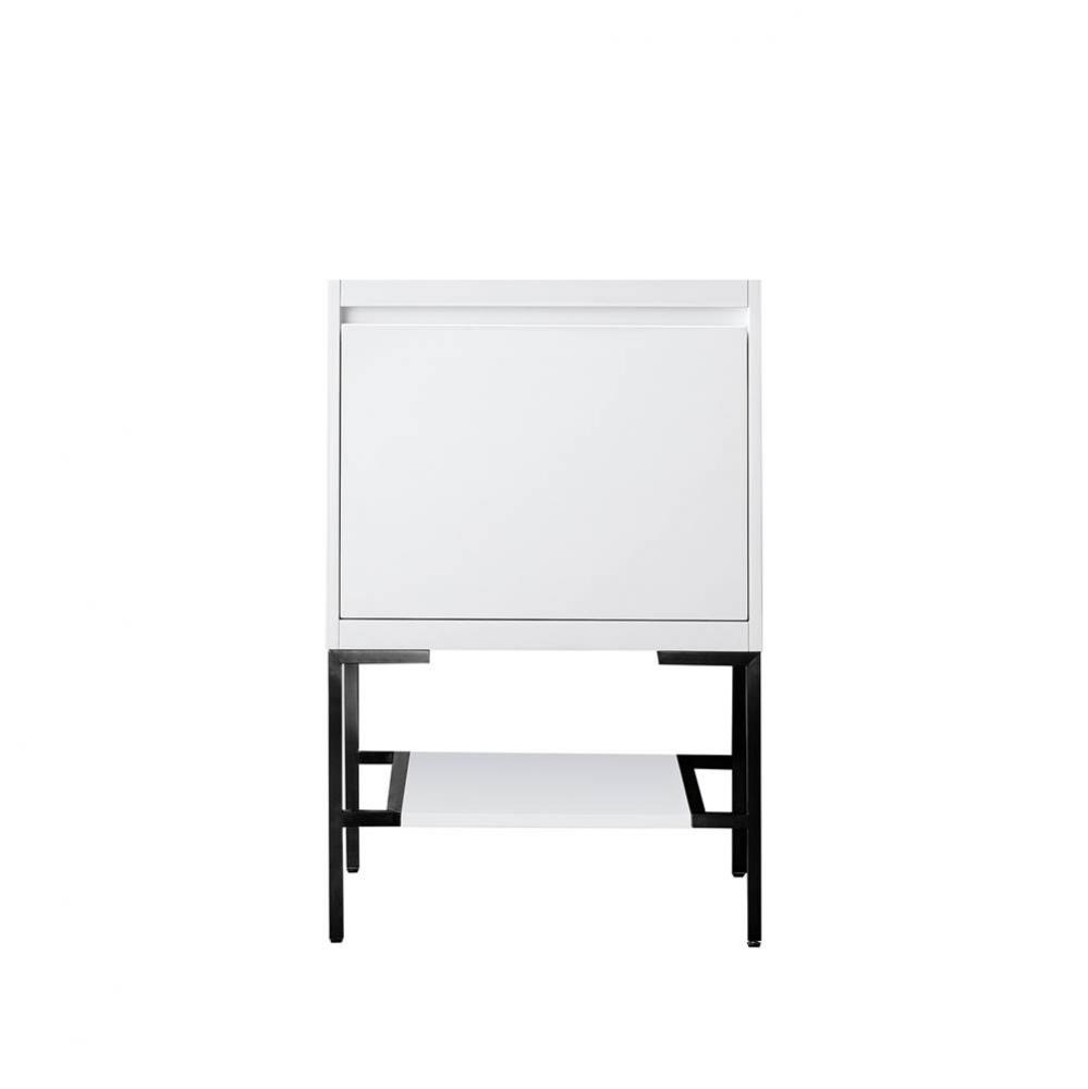 Mantova 23.6&apos;&apos; Single Vanity Cabinet, Glossy White, Matte Black Base