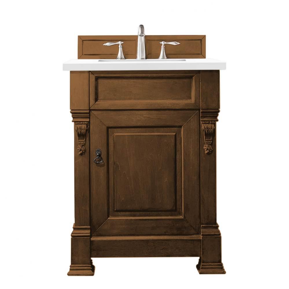 Brookfield 26&apos;&apos; Single Vanity, Country Oak w/ 3 CM White Zeus Quartz Top