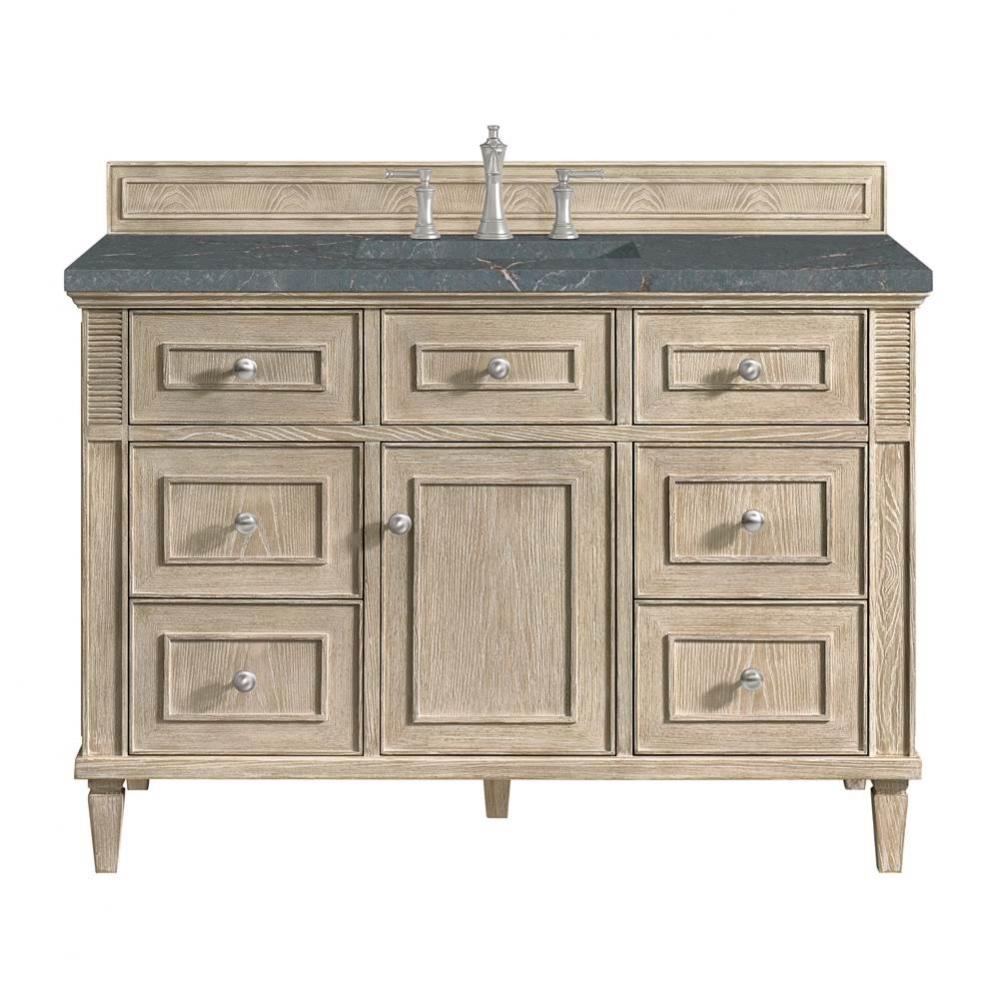 Lorelai 48&apos;&apos; Single Vanity, Whitewashed Oak w/ 3 CM Parisien Blue Quartz Top