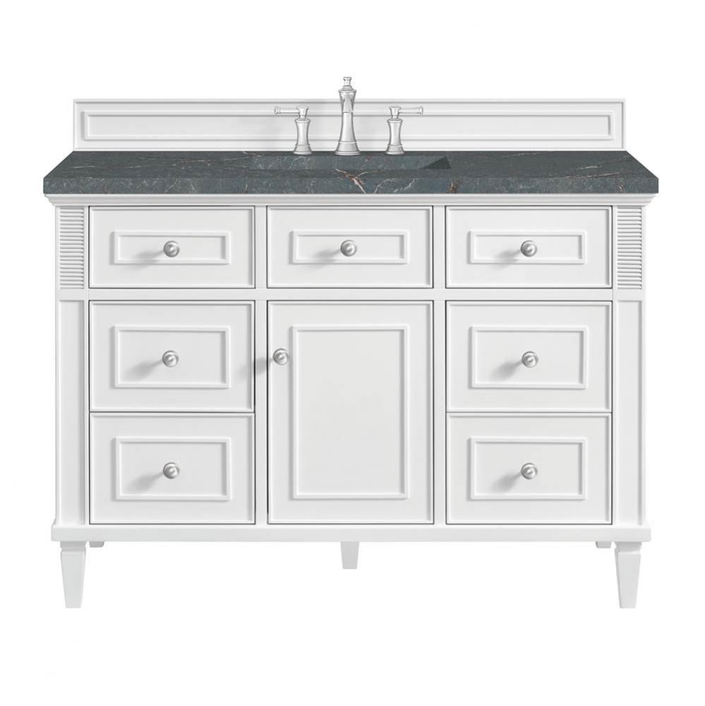 Lorelai 48&apos;&apos; Single Vanity, Bright White w/ 3 CM Parisien Blue Quartz Top