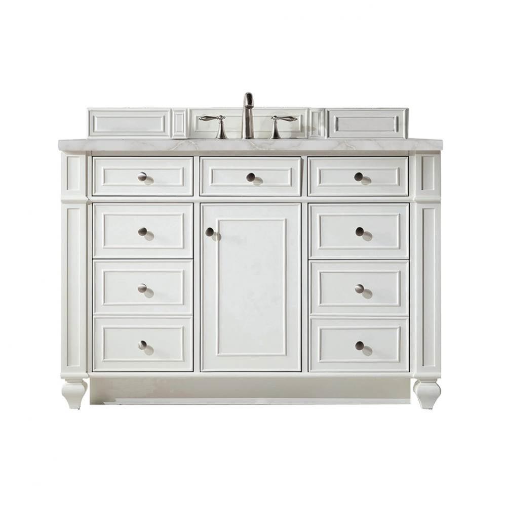 Bristol 48&apos;&apos; Single Vanity, Bright White w/ 3 CM Victorian Silver Quartz Top