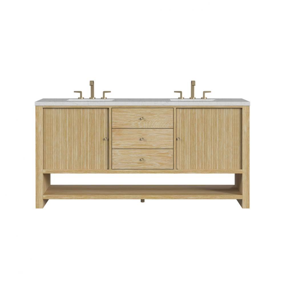 Marigot 72&apos;&apos; Double Vanity, Sunwashed Oak w/ 3 CM Eternal Jasmine Pearl Quartz Top