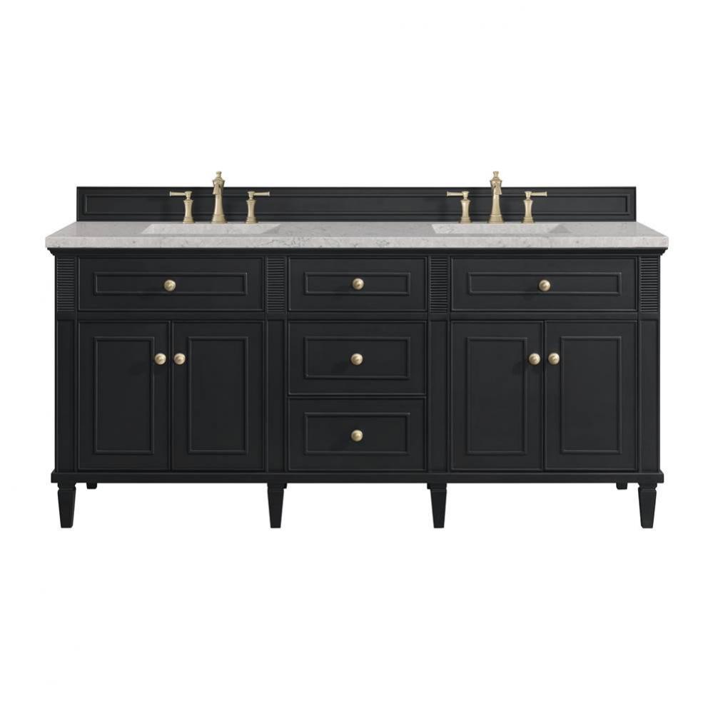 Lorelai 72&apos;&apos; Double Vanity, Black Onyx w/ 3 CM Eternal Jasmine Pearl Quartz Top