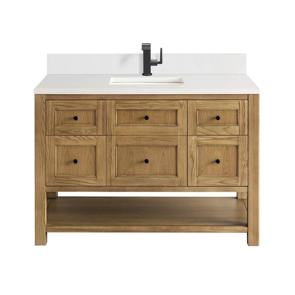 Breckenridge 48&apos;&apos; Single Vanity, Light Natural Oak w/ Single Hole 3 CM White Zeus Top &a