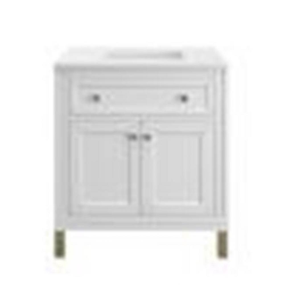 Chicago 30&apos;&apos; Single Vanity, Glossy White w/ 3 CM White Zeus Top