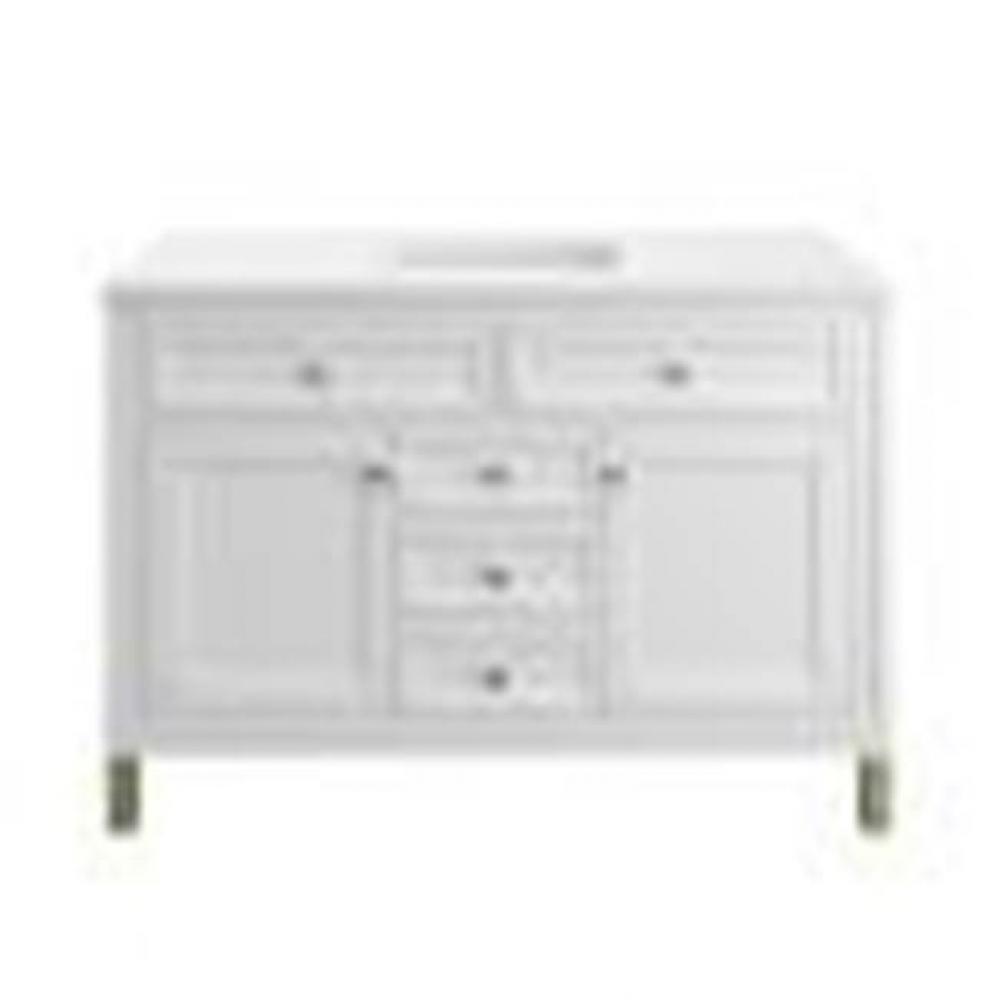 Chicago 48&apos;&apos; Single Vanity, Glossy White w/ 3 CM White Zeus Top