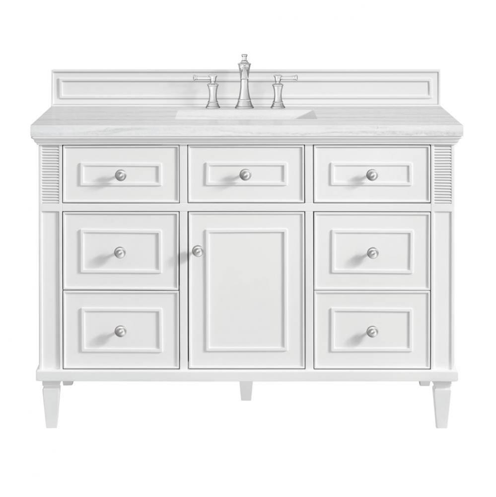 Lorelai 48&apos;&apos; Single Vanity, Bright White w/ 3 CM Arctic Fall Solid Surface Top