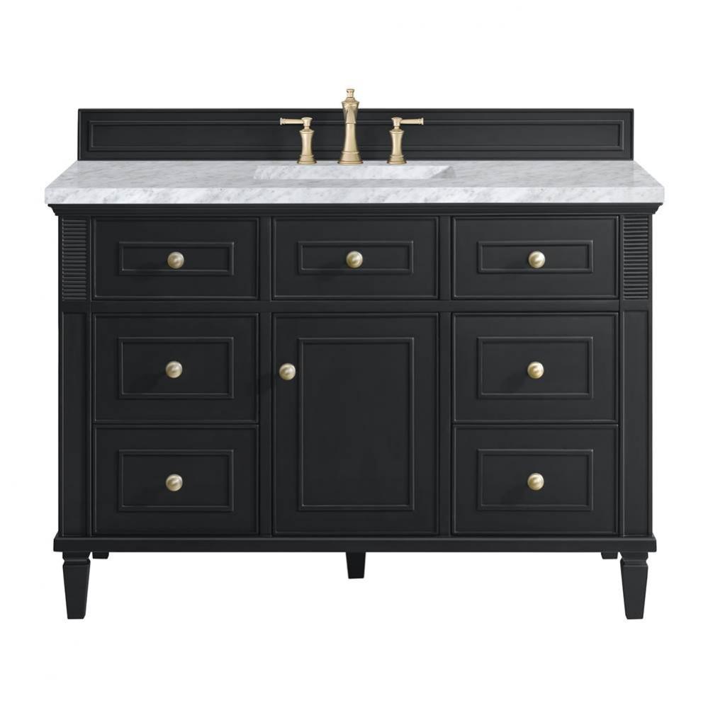 Lorelai 48&apos;&apos; Single Vanity, Black Onyx w/ 3 CM Carrara White Marble Top