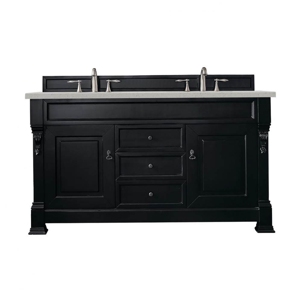 Brookfield 60&apos;&apos; Double Vanity, Antique Black w/ 3 CM Lime Delight Quartz Top