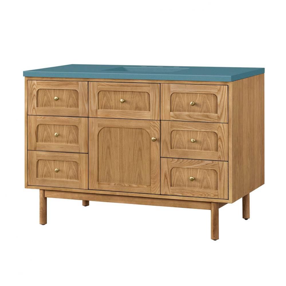 Laurent 48&apos;&apos; Single Vanity, Light Natural Oak w/ 3 CM Cala Blue Top