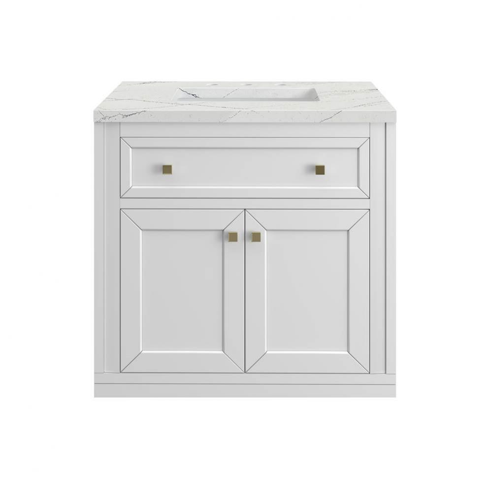 Chicago 30&apos;&apos; Single Vanity, Glossy White w/ 3 CM Ethereal Noctis Top