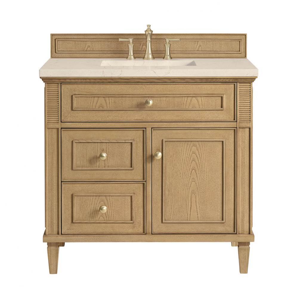 Lorelai 36&apos;&apos; Single Vanity, Light Natural Oak w/ 3 CM Eternal Marfil Quartz Top