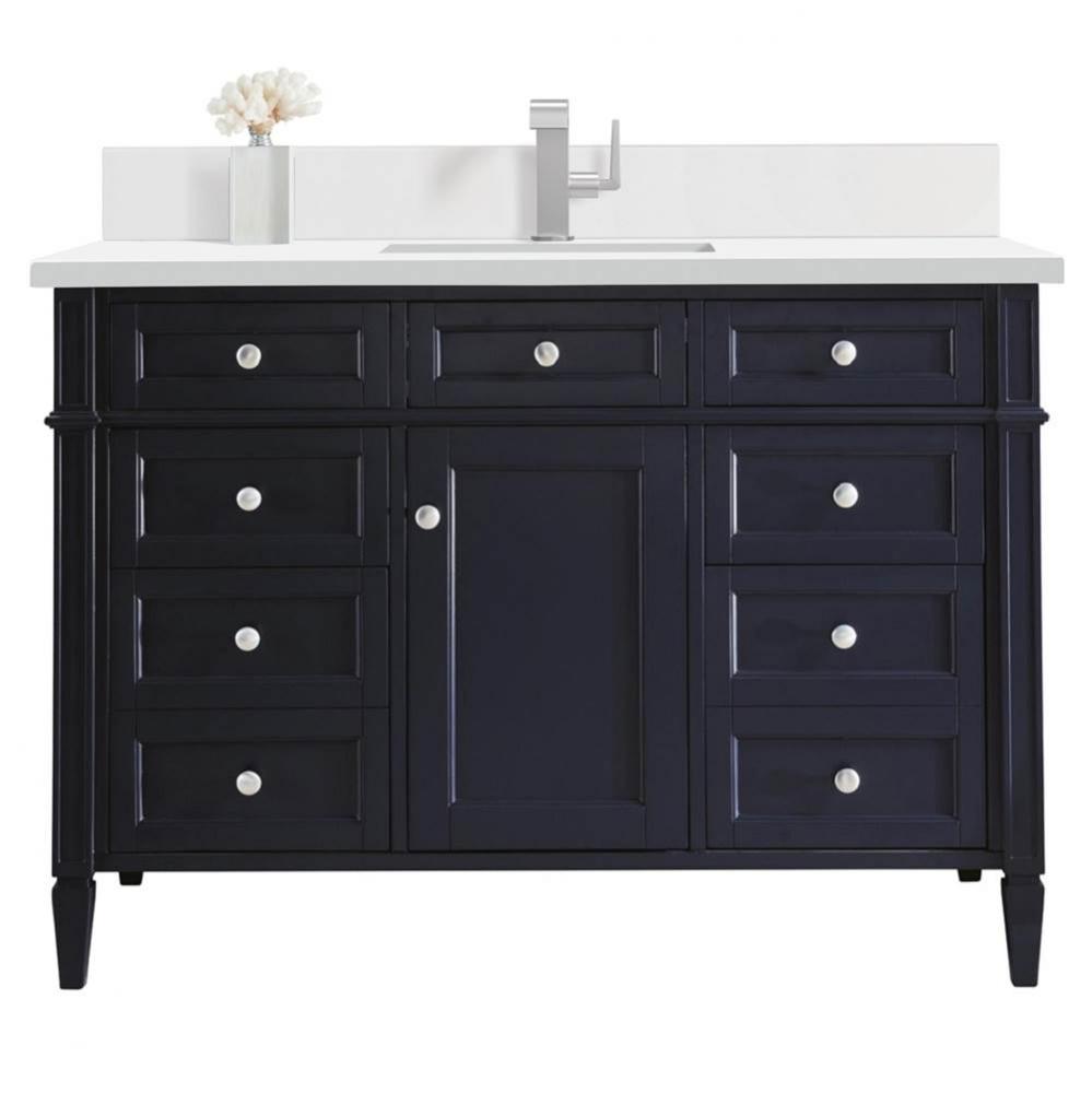 Brittany 48&apos;&apos; Single Vanity, Victory Bleu w/ Single Hole 3 CM White Zeus Quartz Top &amp