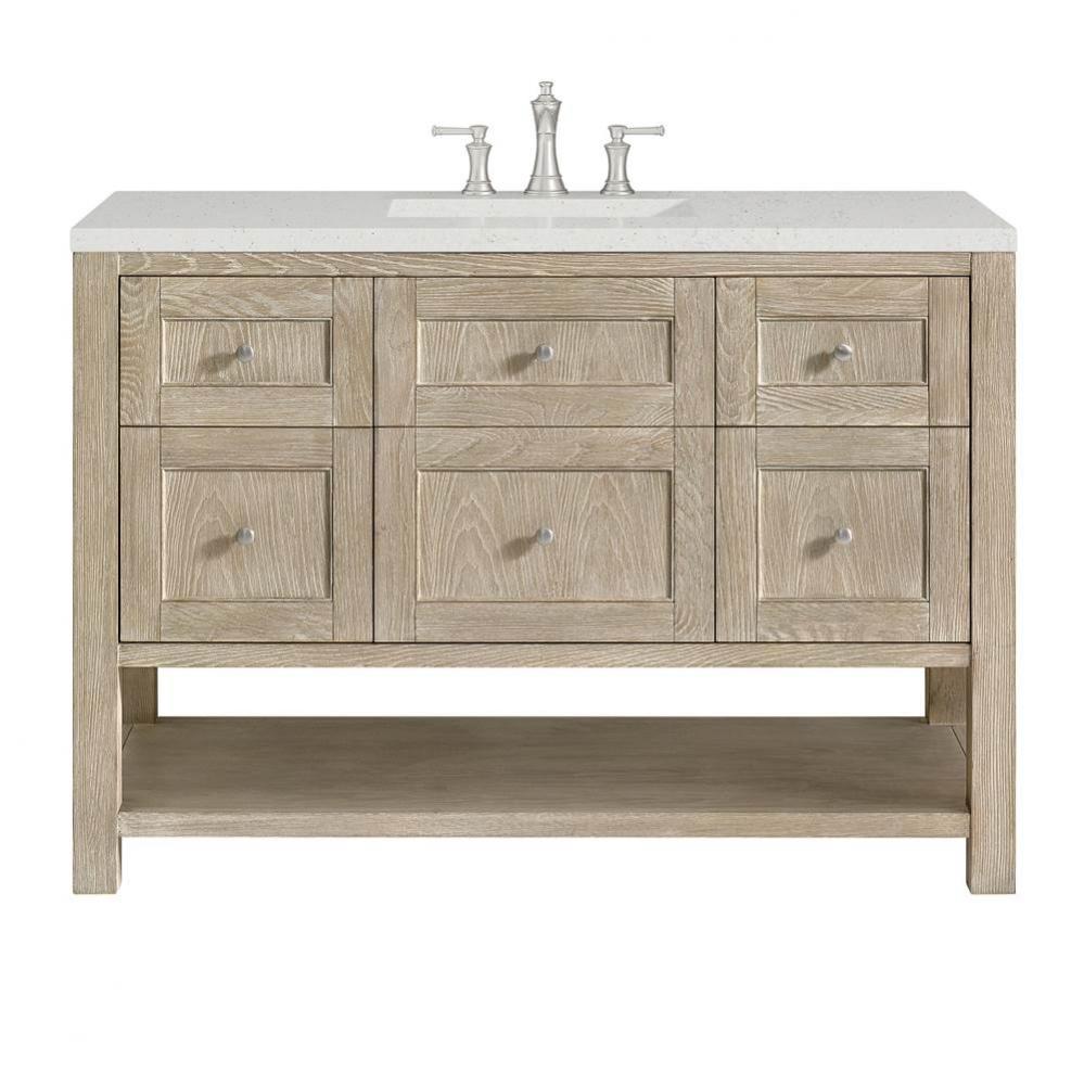 Breckenridge 48&apos;&apos; Single Vanity, Whitewashed Oak w/ 3 CM Lime Delight Quartz Top