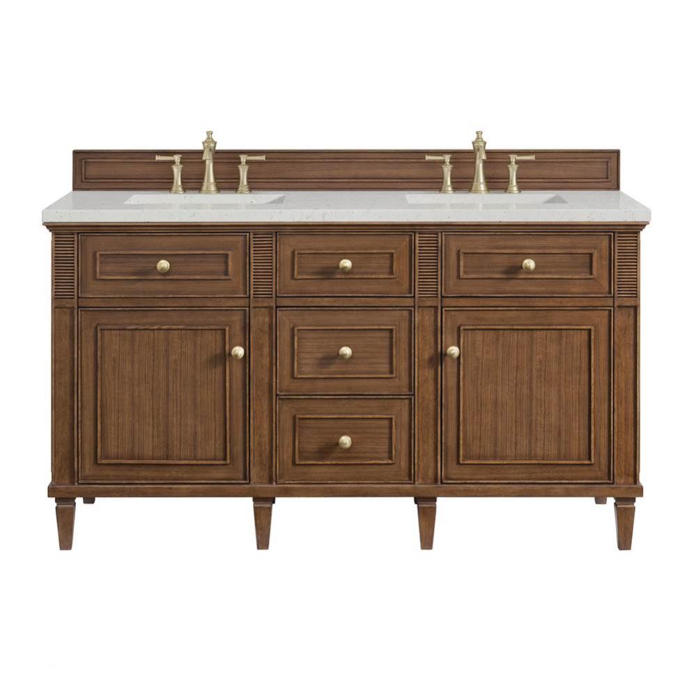 Lorelai 60&apos;&apos; Double Vanity, Mid-Century Walnut w/ 3 CM Lime Delight Quartz Top