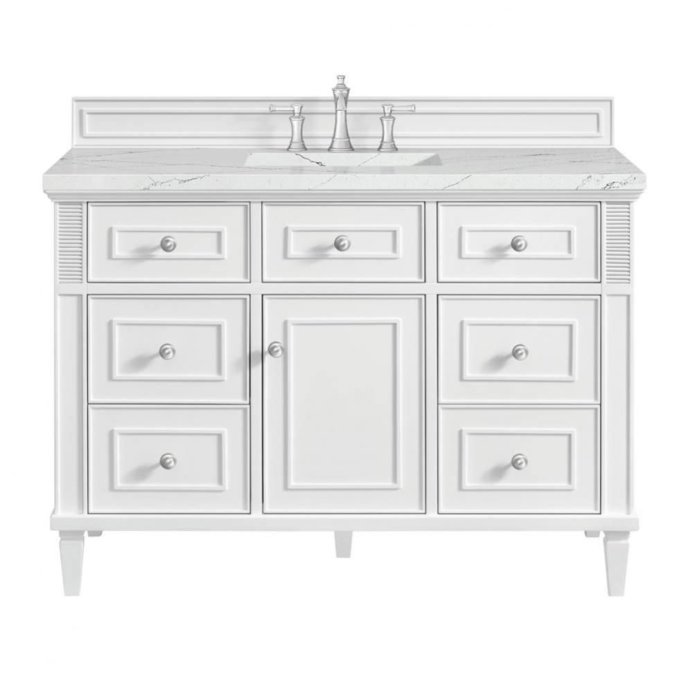 Lorelai 48&apos;&apos; Single Vanity, Bright White w/ 3 CM Ethereal Noctis Quartz Top