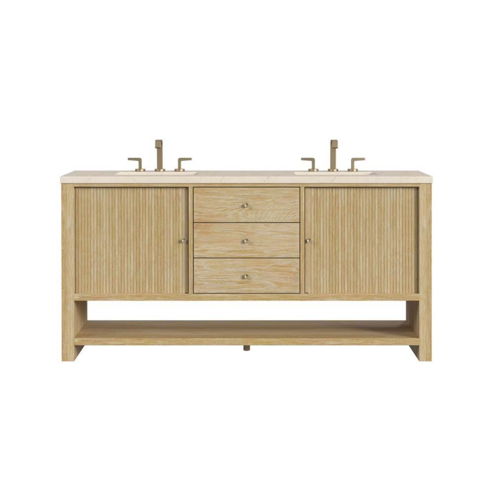 Marigot 72&apos;&apos; Double Vanity, Sunwashed Oak w/ 3 CM Eternal Marfil Quartz Top