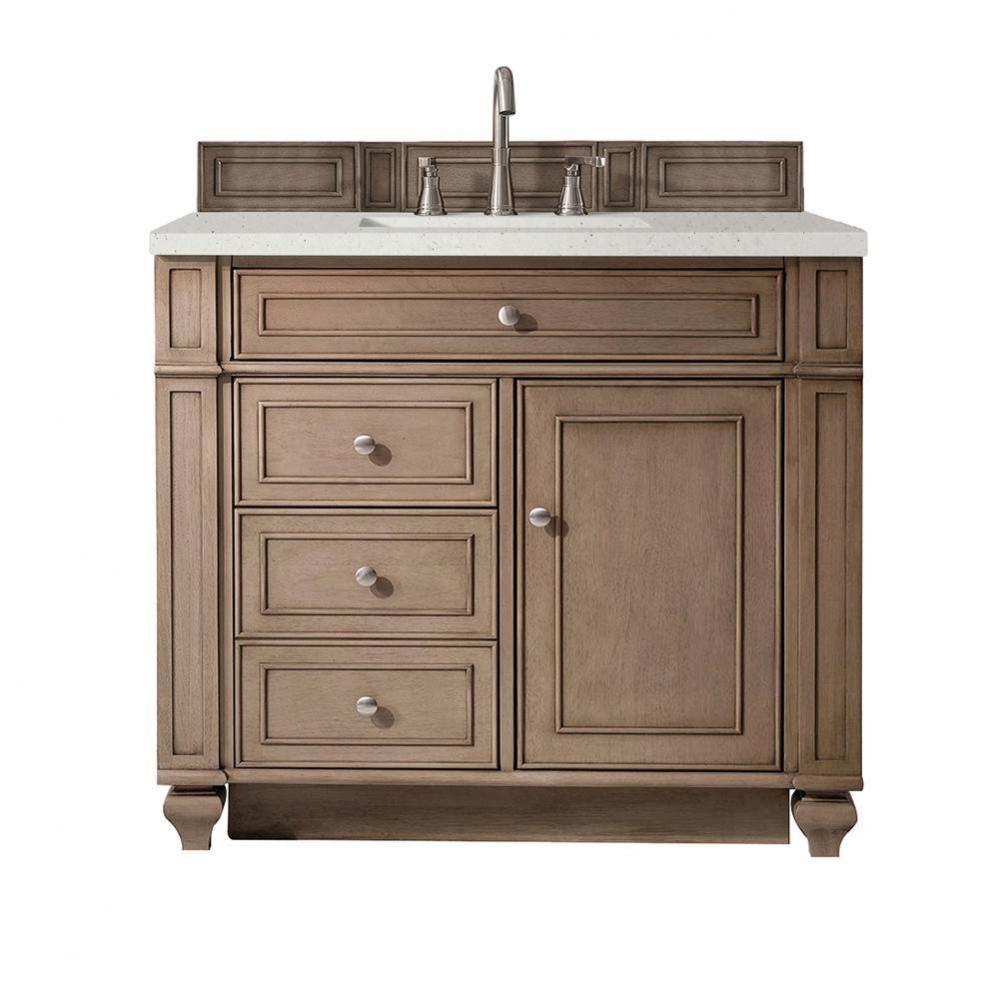 Bristol 36&apos;&apos; Single Vanity, Whitewashed Walnut w/ 3 CM Lime Delight Quartz Top