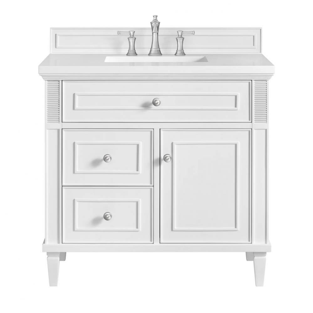 Lorelai 36&apos;&apos; Single Vanity, Bright White w/ 3 CM White Zeus Quartz Top