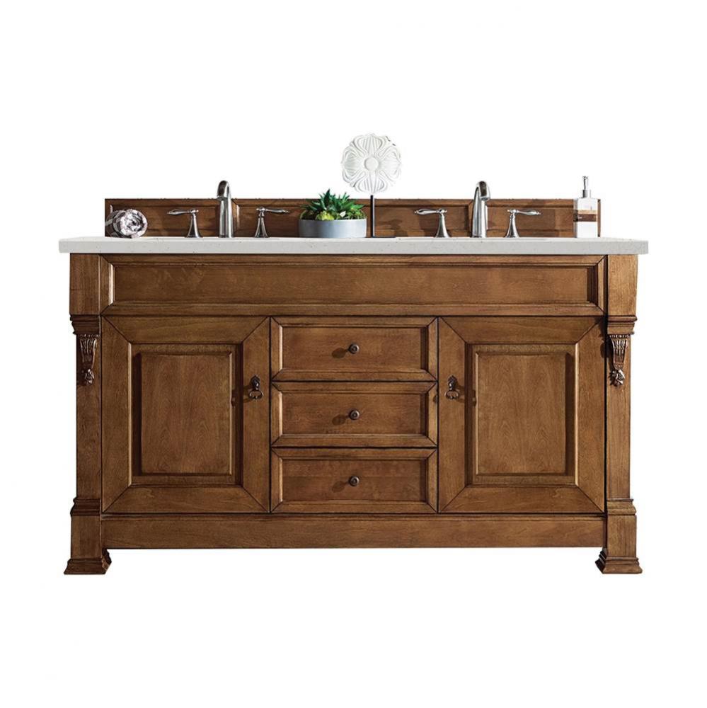 Brookfield 60&apos;&apos; Double Vanity, Country Oak w/ 3 CM Lime Delight Quartz Top