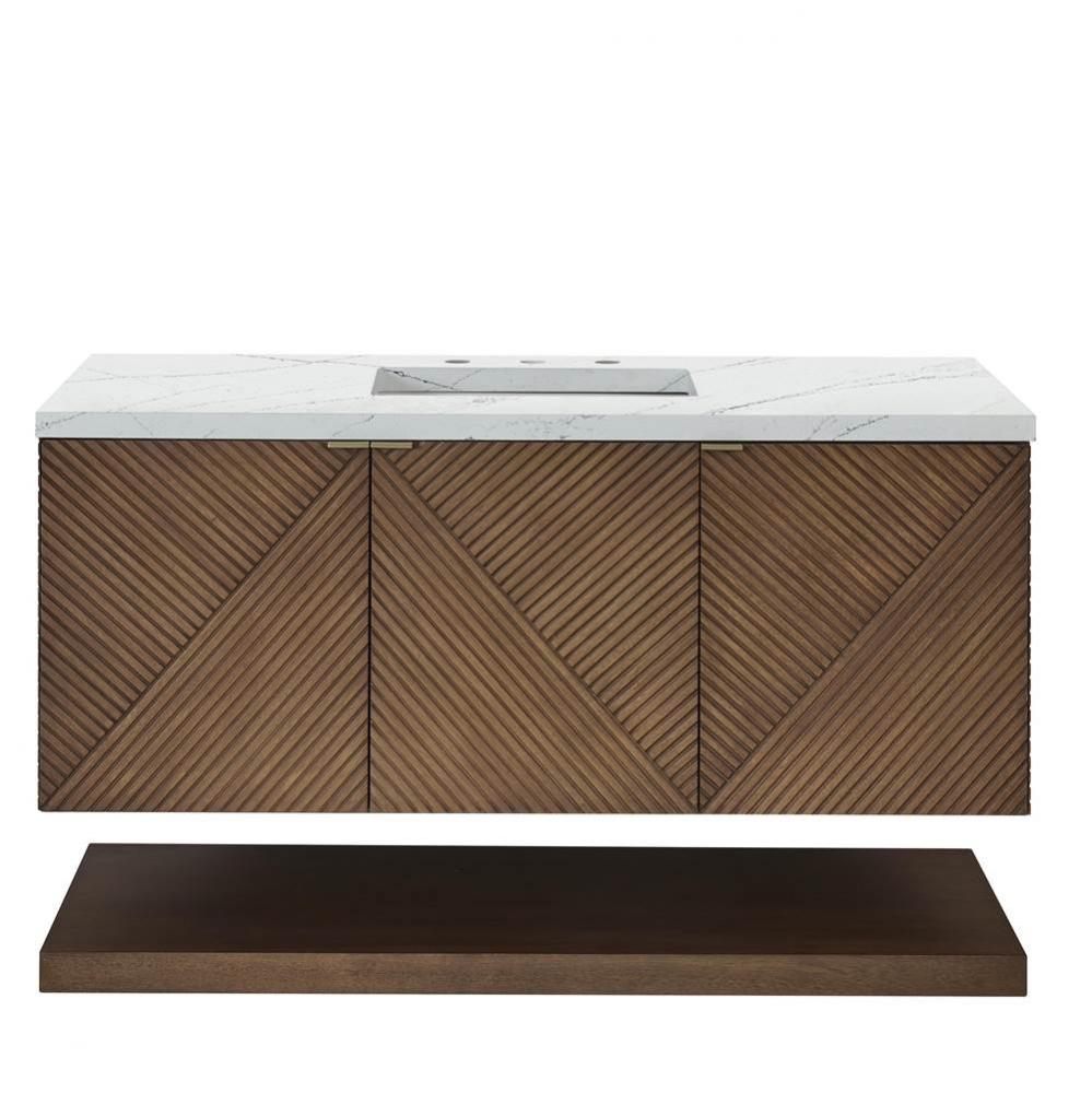 Marcello 48&apos;&apos; Single Vanity, Chestnut w/ 3 CM Ethereal Noctis Quartz Top