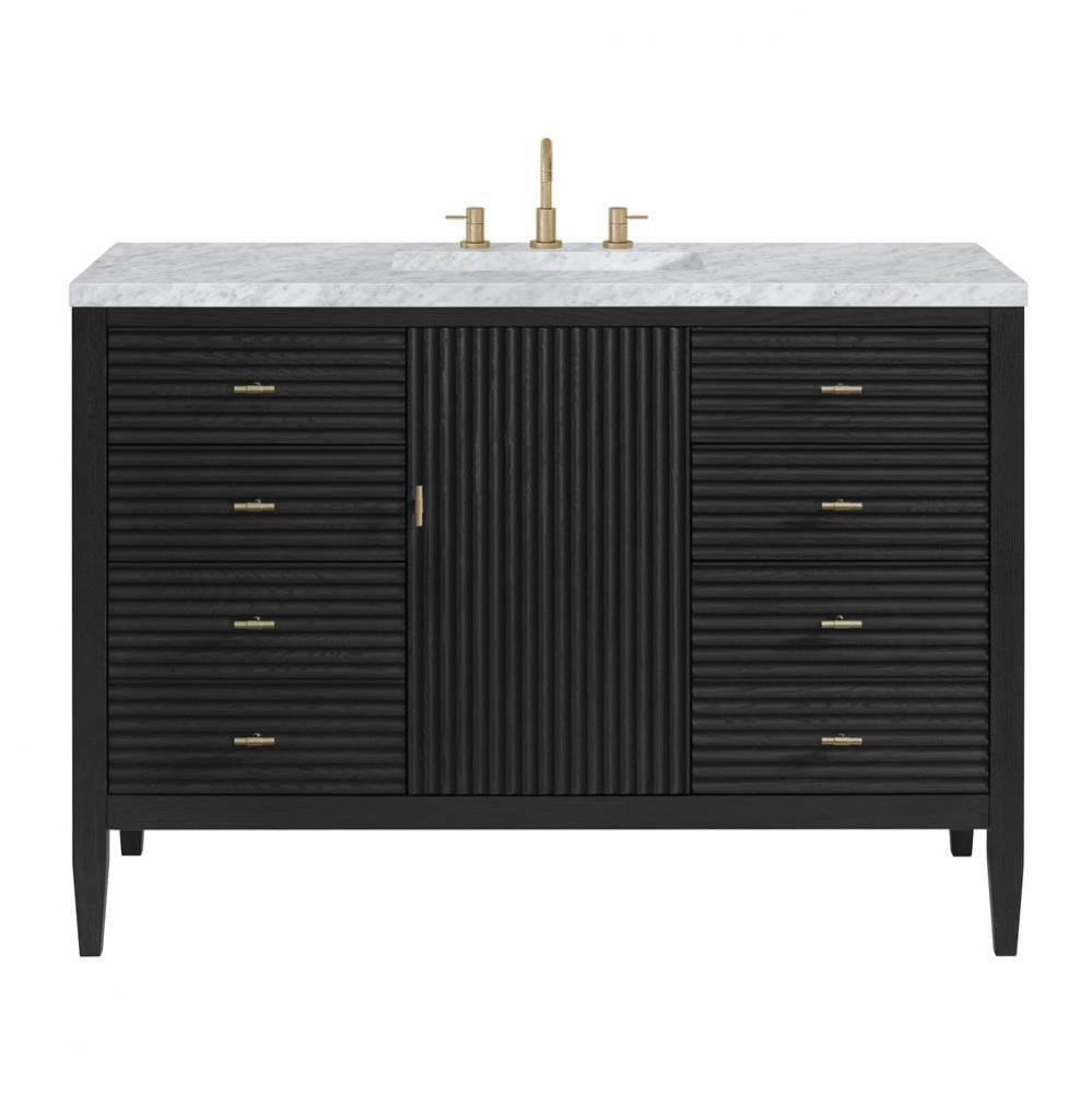 Myrrin 48&apos;&apos; Vanity, Carbon Oak w/ 3 CM Carrara White Marble Top