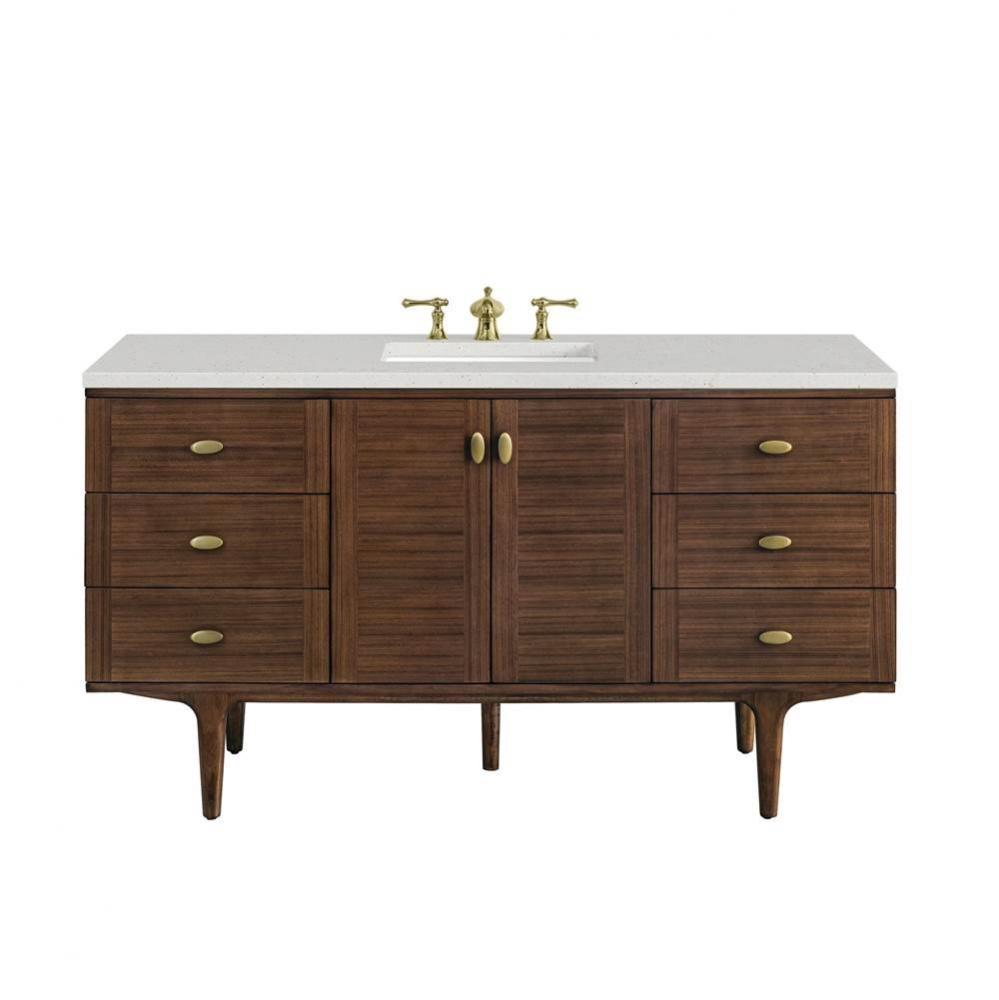 Amberly 60&apos;&apos; Single Vanity, Mid-Century Walnut w/ 3 CM Lime Delight Top