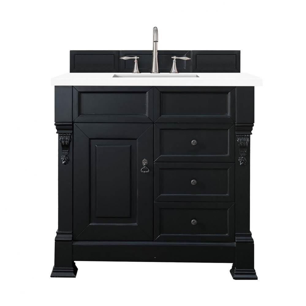 Brookfield 36&apos;&apos; Single Vanity, Antique Black w/ 3 CM White Zeus Quartz Top