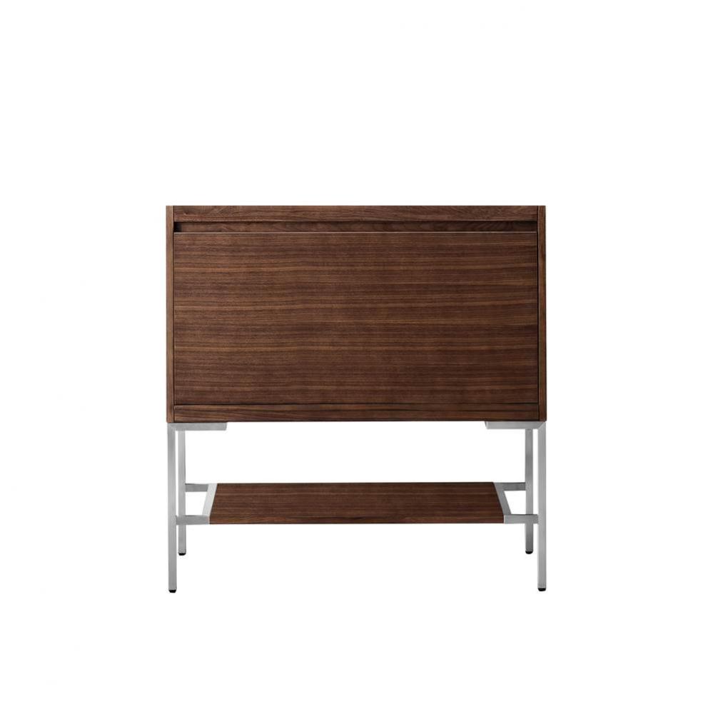 Mantova 35.4&apos;&apos; Single Vanity Cabinet, Mid-Century Walnut, Brushed Nickel Base