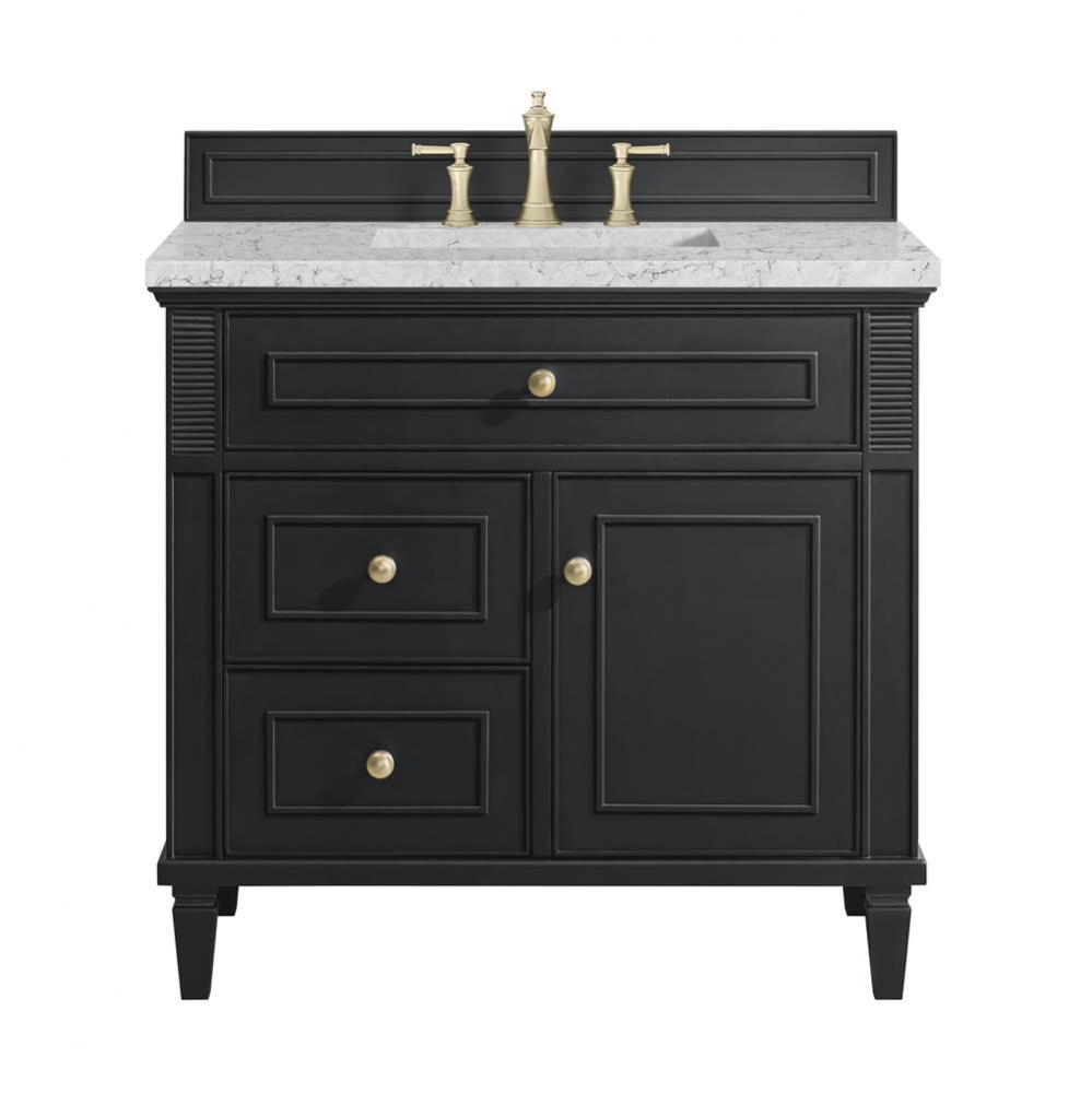 Lorelai 36&apos;&apos; Single Vanity, Black Onyx w/ 3 CM Eternal Jasmine Pearl Quartz Top