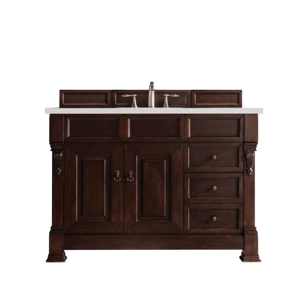 Brookfield 48&apos;&apos; Single Vanity, Burnished Mahogany w/ 3 CM Lime Delight Quartz Top