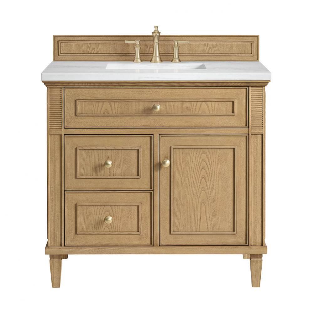 Lorelai 36&apos;&apos; Single Vanity, Light Natural Oak w/ 3 CM Arctic Fall Solid Surface Top