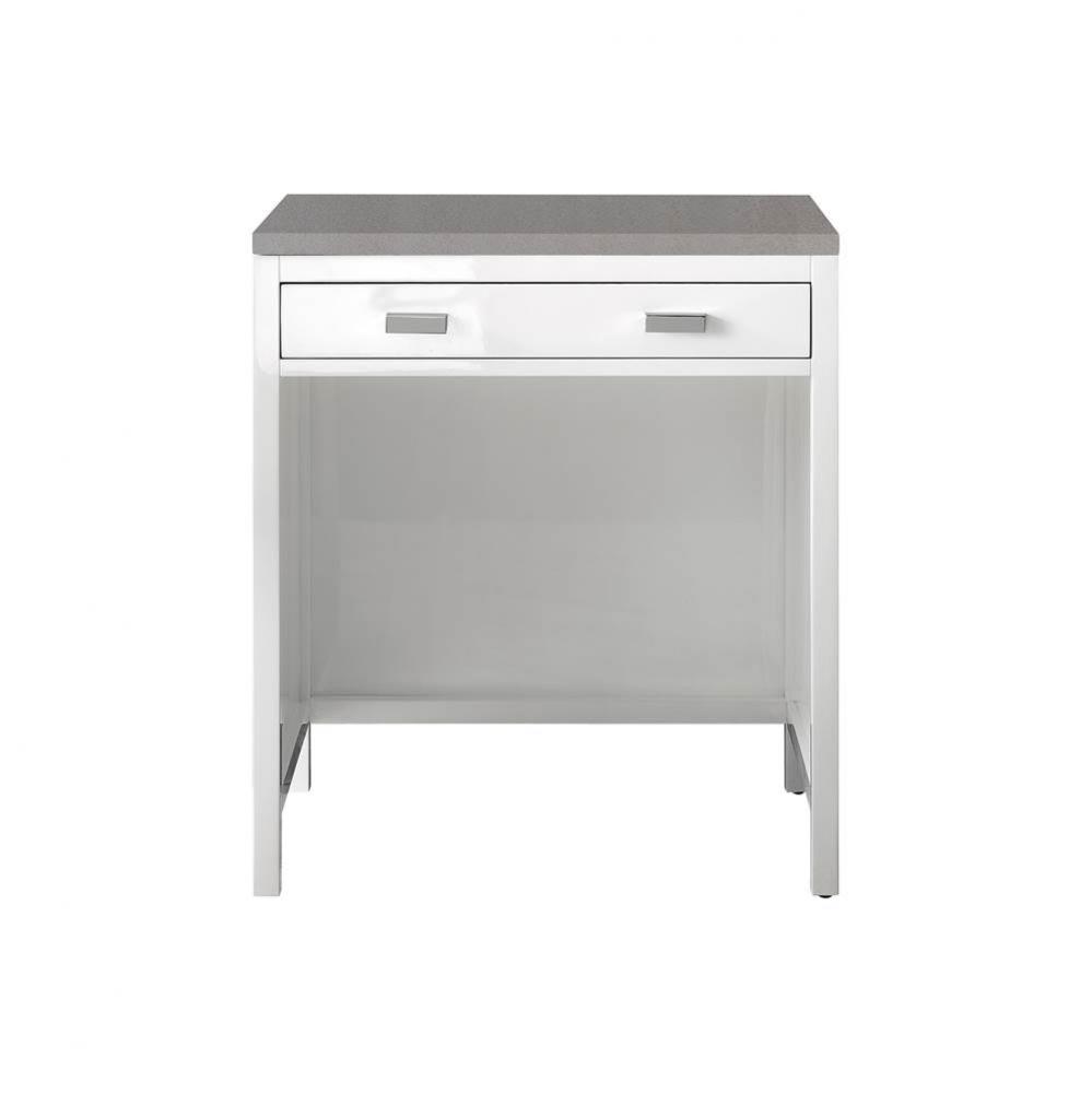 Addison 30&apos;&apos; Countertop Unit, Glossy White w/ 3 CM Grey Expo Quartz Top