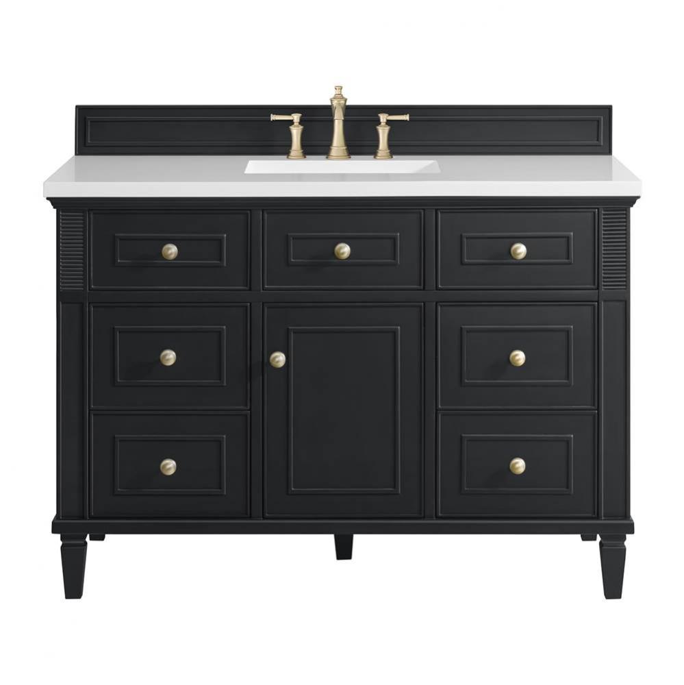 Lorelai 48&apos;&apos; Single Vanity, Black Onyx w/ 3 CM White Zeus Quartz Top