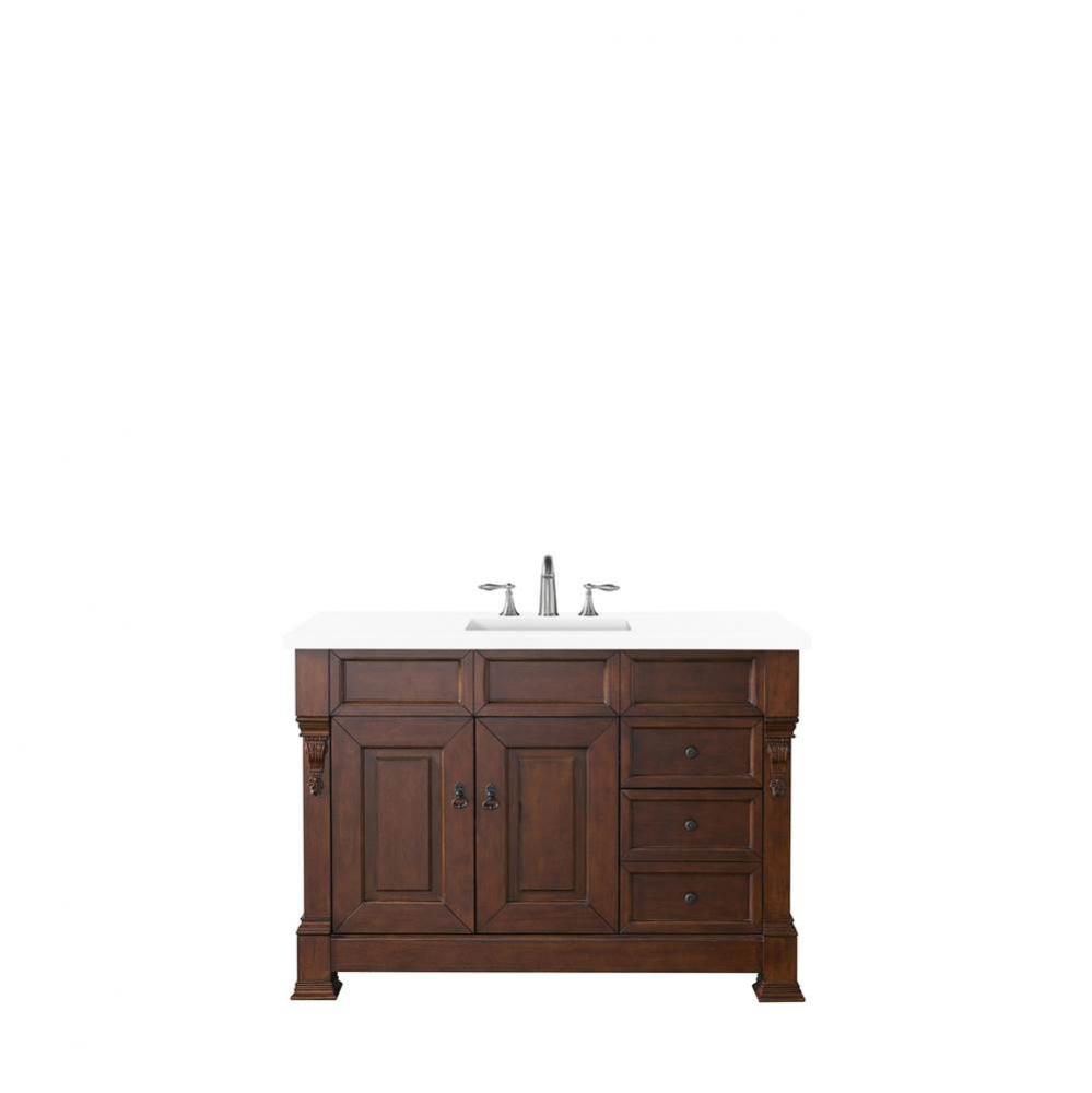 Brookfield 48&apos;&apos; Single Vanity, Warm Cherry w/ 3 CM White Zeus Quartz Top