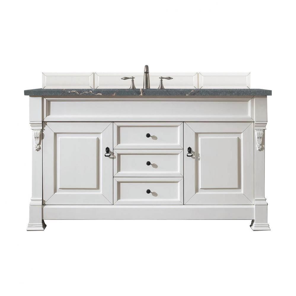 Brookfield 60&apos;&apos; Single Vanity, Bright White w/ 3 CM Parisien Bleu Quartz Top