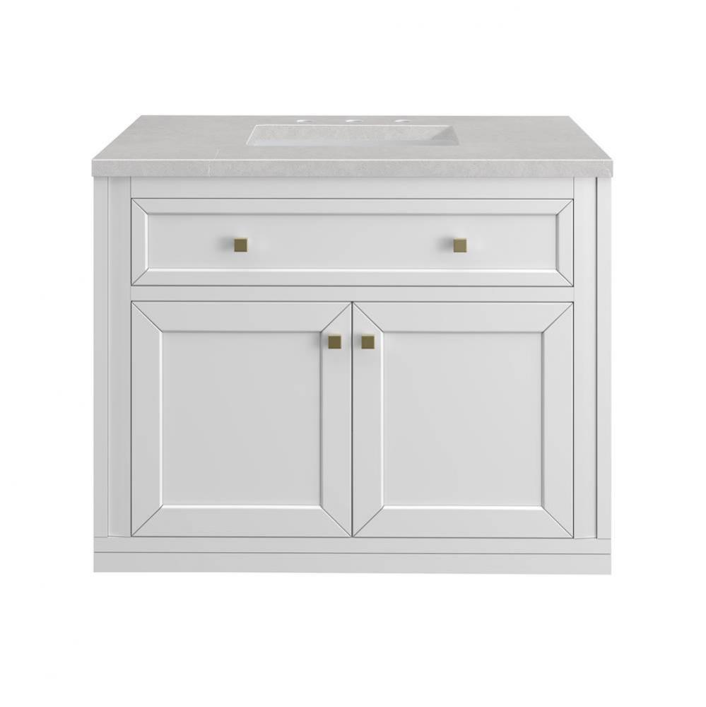 Chicago 36&apos;&apos; Single Vanity, Glossy White w/ 3 CM Eternal Serena Top