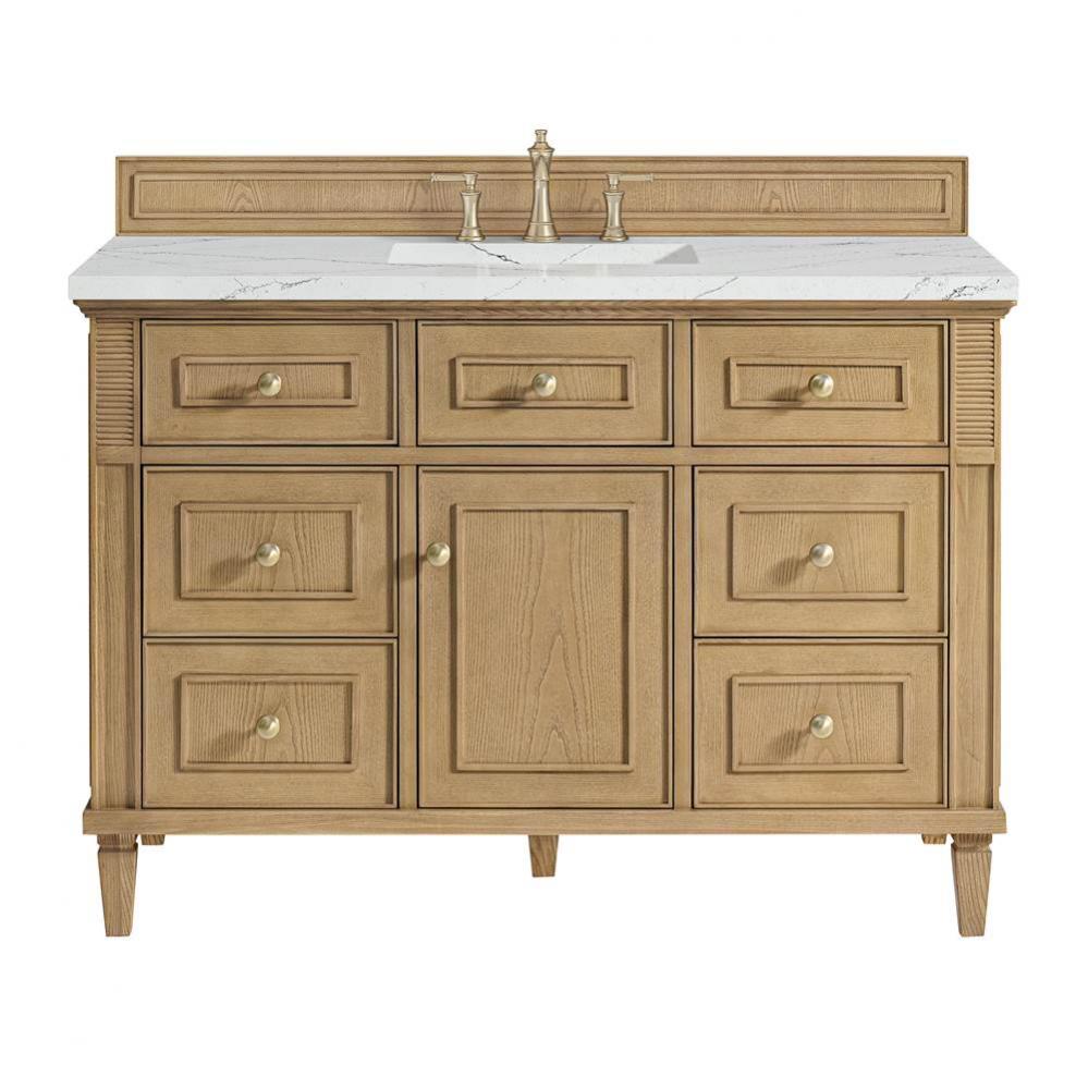 Lorelai 48&apos;&apos; Single Vanity, Light Natural Oak w/ 3 CM Ethereal Noctis Quartz Top