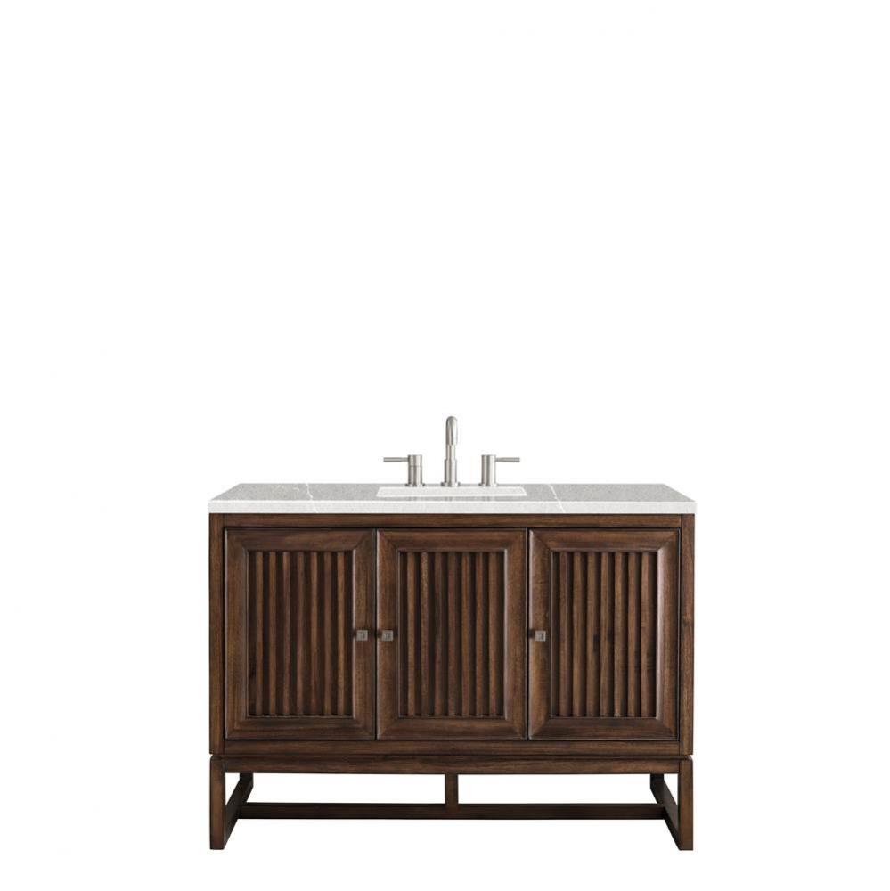 Athens 48&apos;&apos; Single Vanity Cabinet, Mid Century Acacia, w/ 3 CM Eternal Serena Top