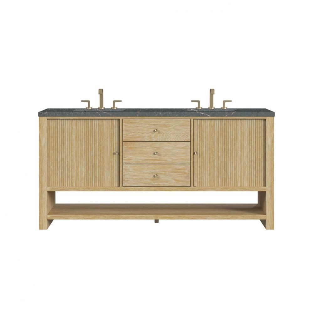 Marigot Single 72&apos;&apos; Double Vanity, Sunwashed Oak w/ 3 CM Parisien Blue Quartz Top