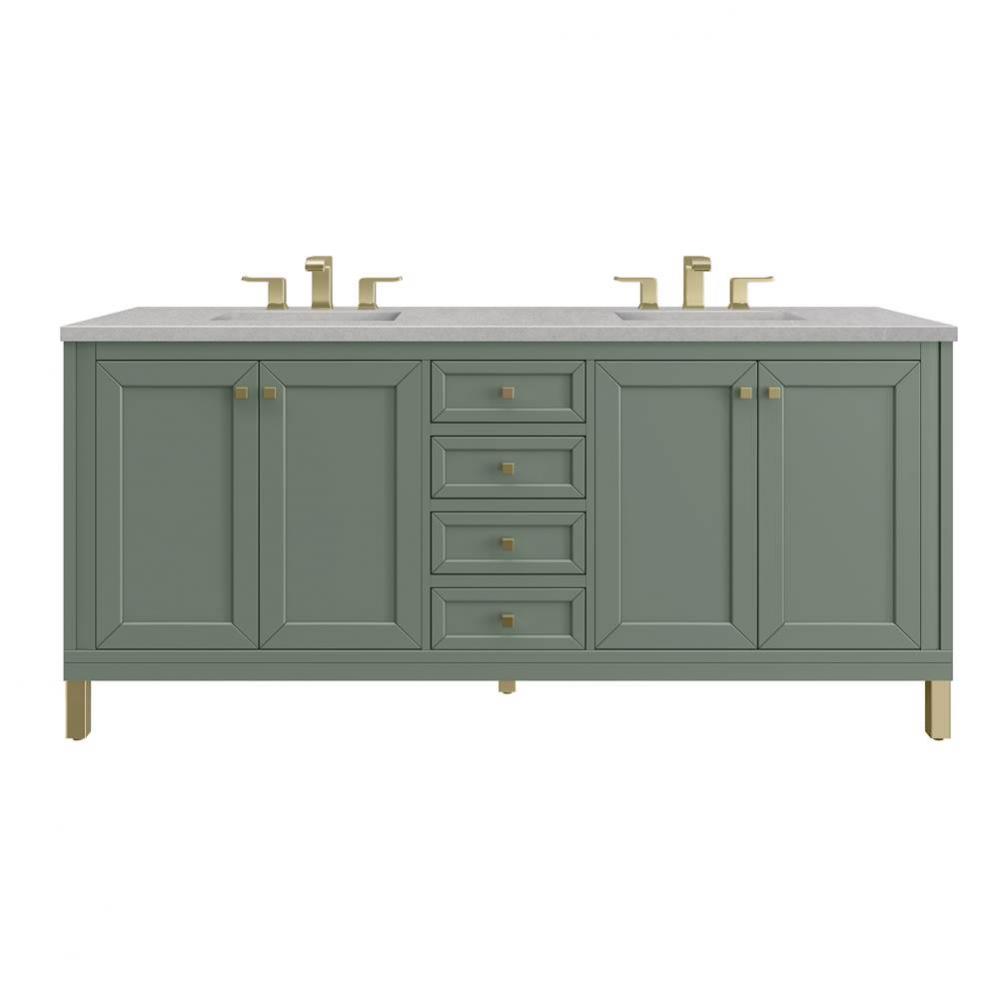 Chicago 72&apos;&apos; Double Vanity, Smokey Celadon w/ 3 CM Eternal Serena Top