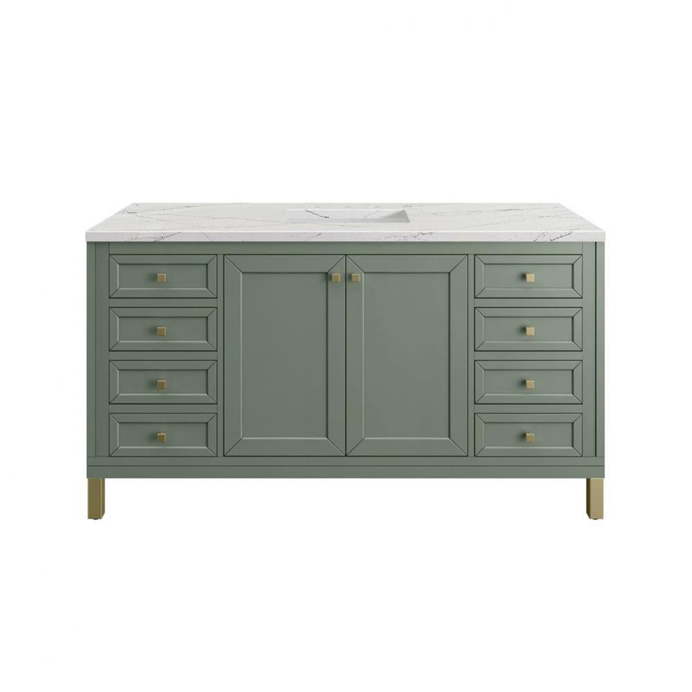 Chicago 60&apos;&apos; Single Vanity, Smokey Celadon w/ 3 CM Ethereal Noctis Top