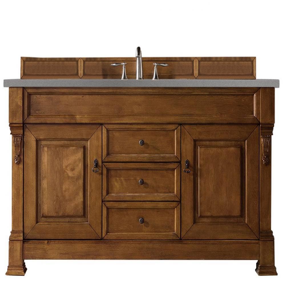 Brookfield 60&apos;&apos; Single Vanity, Country Oak w/ 3 CM Grey Expo Quartz Top