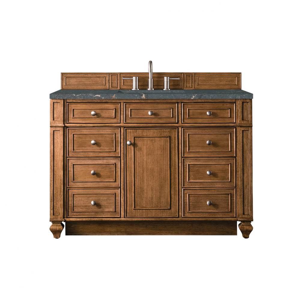 Bristol 48&apos;&apos; Single Vanity, Saddle Brown w/ 3 CM Parisien Bleu Quartz Top